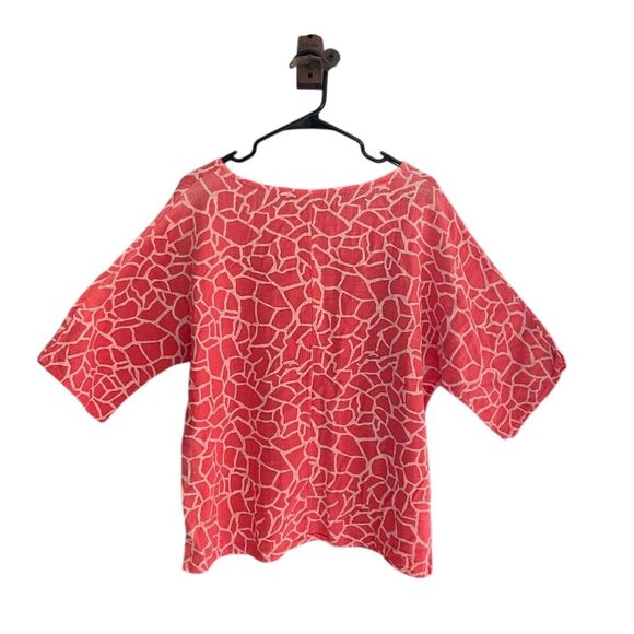 Made in Italy Tops - Italian 100% Cotton Pink Print Blouse Size L Multicolor Short Sleeve Casual